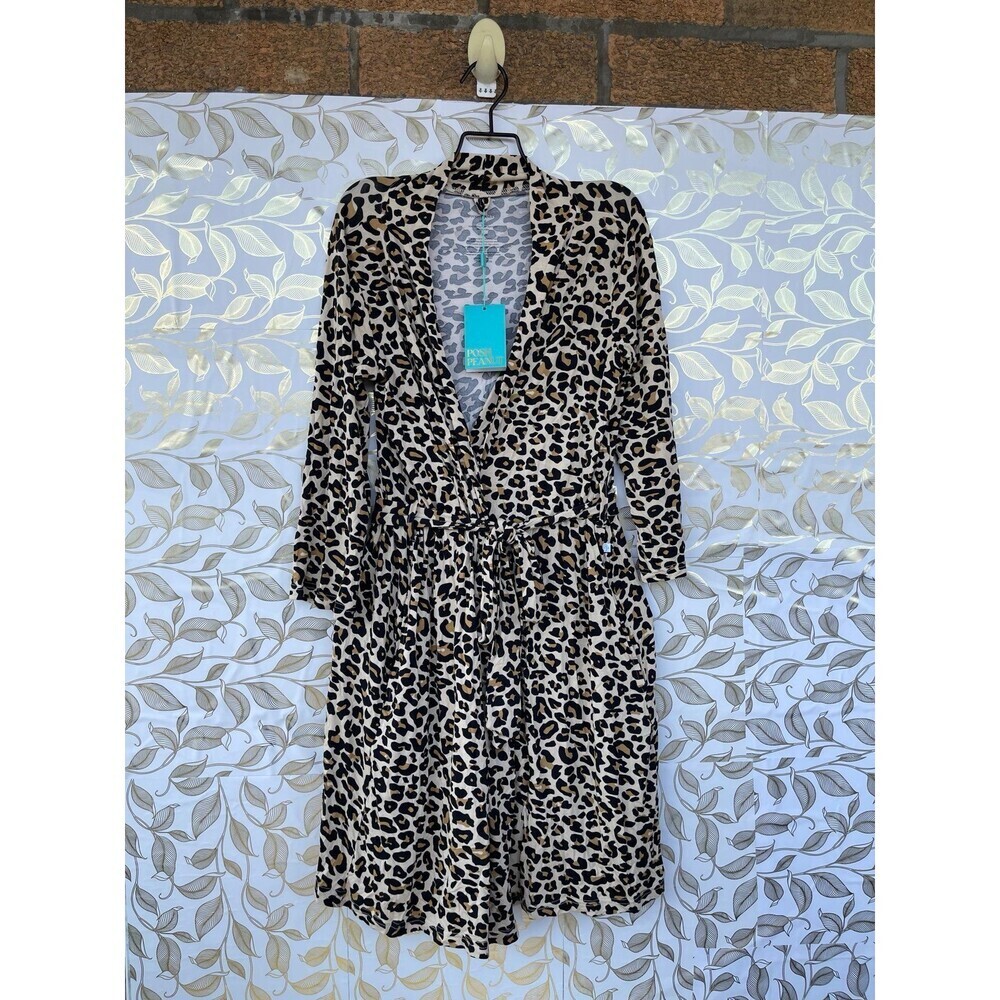 Posh Peanut Leopard Print Bamboo Robe | Mob Wife Aesthetic Loungewear Small